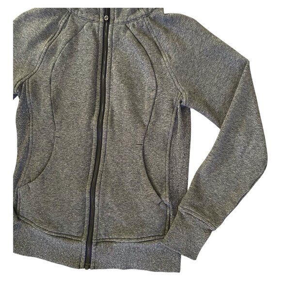 Lululemon Scuba Hoodie II Heathered Black Charcoal Zip Up Hoodie Women’s Size 4 - Picture 6 of 13